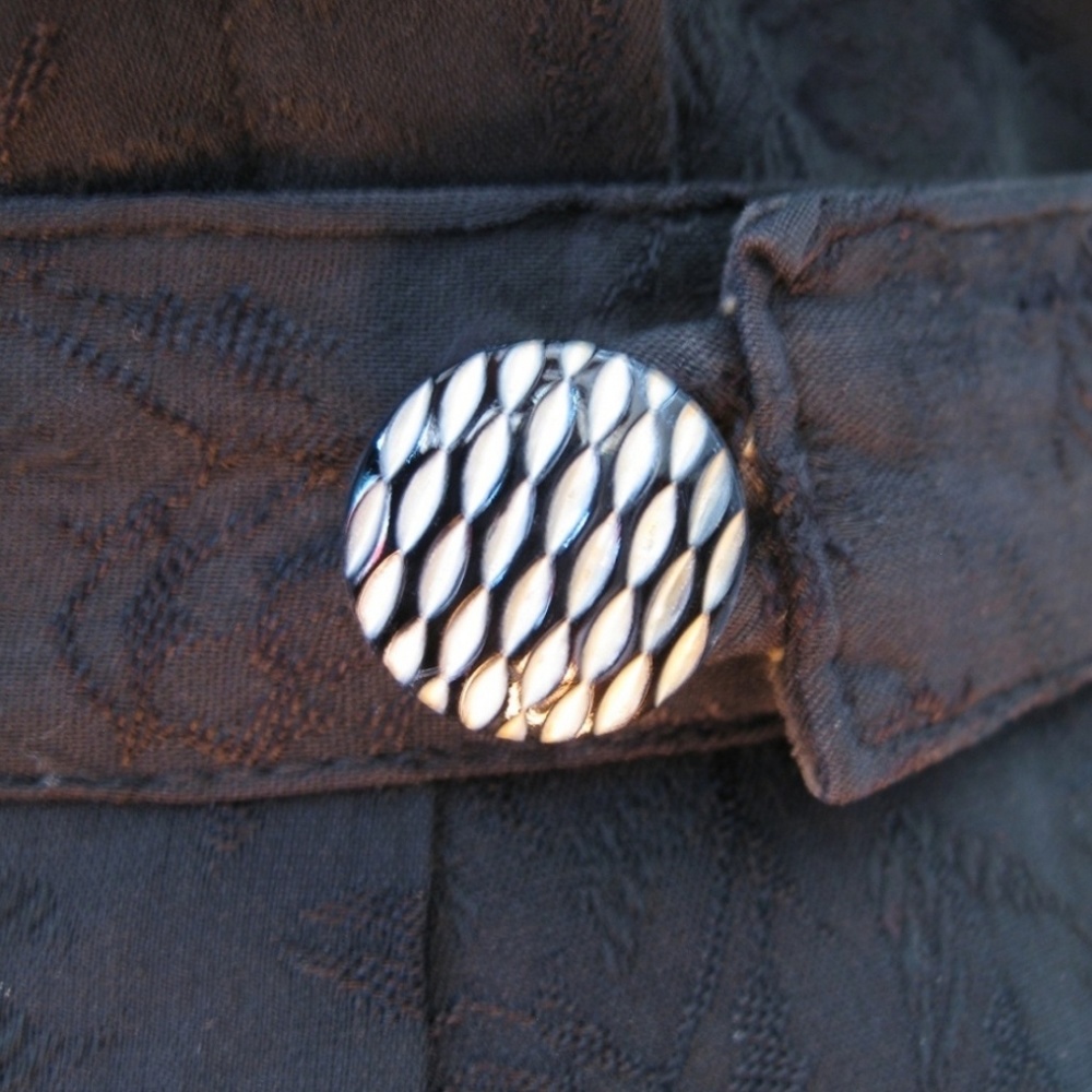 Vintage 1950's silk jacquard little black dress M - Picture 5 of 7